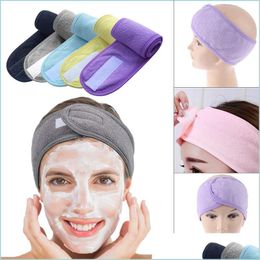 Hair Band Adjustable Wide Hairband Yoga Spa Bath Shower Makeup Wash Face Cosmetic Headband For Women Ladies Make Up Accessories Drop Dhcjf