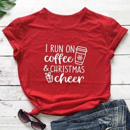 I Run On Tops Coffee And Christmas Cheer Women Fashion Street Hipster T Shirt Girl