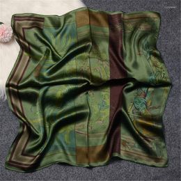 Scarves Green Color Neck Mulberry Silk Scarf Womens Charming Head Hair Wristband Soft Smooth Female Bow Ties Hijab