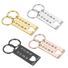 Key Rings Personalised Heart Keychain Set Engraved King Date And Name Love Keyring Gift For Couples Girlfriend Boyfriends Chain Cust Smtr1
