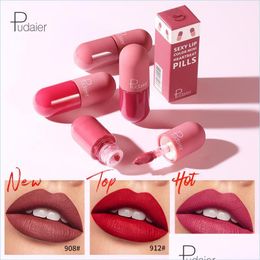 Lip Gloss Pudaier Mini Liquid Lipstick Portable Professional Makeup Fl Lipsticks For Lips Make Up Tint Lip Gloss Matte 6Pcs Drop Del Dhxku