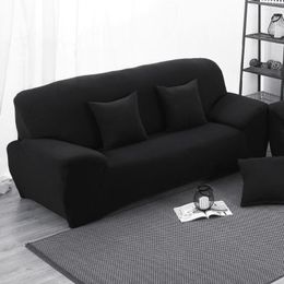 Chair Covers Black Elastic Stretch Sofa Cover Slipcover Solid Colour Slip-resistant Couch Single/Two/Three/Four-Seat