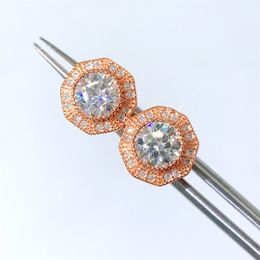 New Fashion Men Women Bling Moissanite Studs Earrings Fashion 925 Sterling Silver Gold Plated Nice Gift