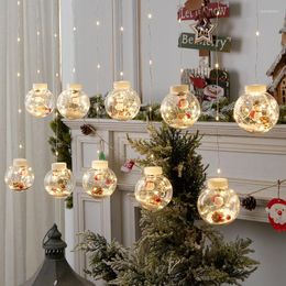 Strings Christmas Santa Ball Hang 10pcs LED Curtain Fairy Light String Tree Decoration Holiday Weddding Garland Navidad Decor