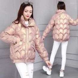 Women's Trench Coats Winter 2022 Disposable Bright Face Down Padded Jacket Women's Short Korean Loose Cotton-padded Small