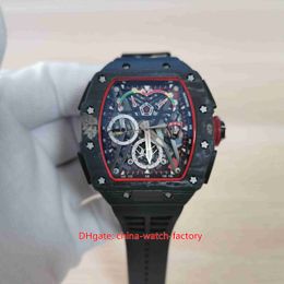 SUPER Factory Mens Watch 44mm x 50mm RM50-03-01 McLaren Skeleton NTPT Carbon Fiber Chronograph Watches Rubber Bands RMAL1 Mechanical Automatic Men's Wristwatches