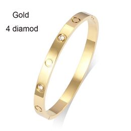 luxury bangles jewellery Love Bracelets Jewelry Bangle Bracelets Designer for Women Classic Stainless Steel Craft Colors Gold Silver Rose 4 diamond Chirstmas gift