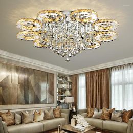 Ceiling Lights Modern LED Crystal Remote Living Room Luminaria Teto Cristal Chandeliers Lamps For Home Decoration