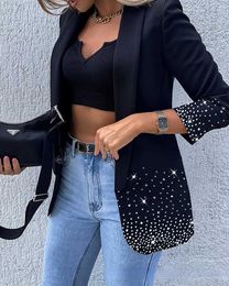 Women's Suits Blazers Women's Clothing New Rhinestone Decor Shawl Collar Long Sleeve Blazer Jacket Spring Summer Fashion Casual T221027