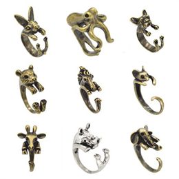 Band Rings Kinitial Antique Adjustable Open Animal Ring Charms Giraffe Rabbit For Women Party Fashion Finger Jewellery Anillos Mujer D Smtrj