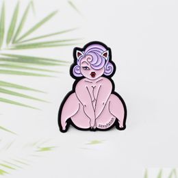 Pins Brooches Fashion Sexy Lady Enamel Pin Brooch Exposed Women Badges Clothes Lapel Cap Bag Creative Fun Jewellery Drop Delivery 2022 Dhsyt