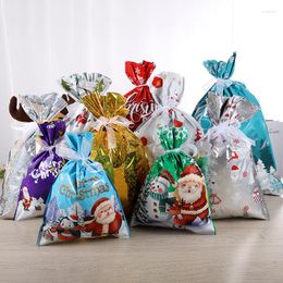 Christmas Decorations Gift Bundle Mouth Packaging Bag Laser Gold And Silver Santa Claus Storage Candy Children's Toy Holiday Gifts