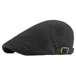 Berets Korean Style Spring And Autumn Men's Peaked Cap British Retro Simple Light Board Beret Women's Cotton Knitted Advance Hats