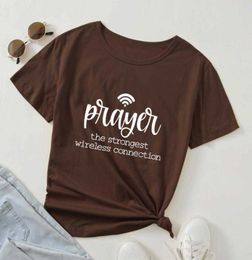 Prayer The Strongest Womens T Shirts T-shirt Wireless Connection Christian