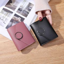 Wallets Wholesale Women Three Fold 0 Letter Lady Student Purse Cute Fashion Bank Card Bus Gifts L221101