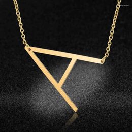 Pendant Necklaces Stainless Steel A-Z 26 Letter Necklace For Women Gold Capital Initial Name Charms Neck Jewellery Gift