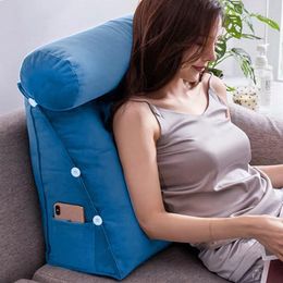 Pillow Wedge Backrest Soft Plush Back Adjustable Lumbar Support With Headrest Sofa Bed Rest Reading