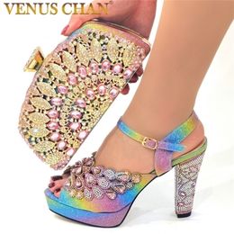 Dress Shoes Italian Design Summer Party High Heel Sandals for Nigerian Women Fashion Quality Wedding and Bags Set 221101