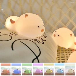 Night Lights Cute Pig Silicone Light Creative LED Colorful Breathing USB Children Timed Sleep