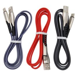 Zinc Alloy Type C USB Charging Cables 1m V8 Braided Micro Data Sync Charger Cable For Xiaomi LG Samsung Android Phone
