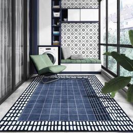 Tappeti tappeti per soggiorno moderno grigio blu geometrico 3d reticolo reticolare tappeto camera da letto corridoio moda tappetino da pavimento non slip