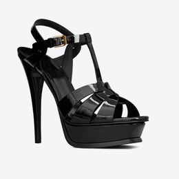 Realfine888 Sandals 5A Y902230 Tribute 3cm Platform Sandal Calfskin Leather Shoes For Women Size 34-41