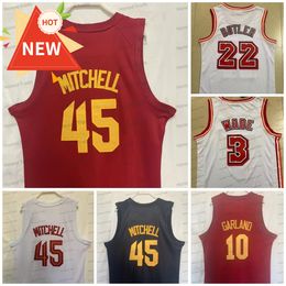 Retro New 22 Jimmy Butler Basketball Jersey 3 Dwyane 45 Donovan Darius Mitchell 10 Garland Mens Ed Basketball Jerseys Red Black