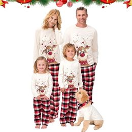Family Matching Outfits Christmas Pajamas Set Year Xmas Clothes Father Mom and Me Deer Top Red Plaid Pants Nightwear Pjs Outfit 221101