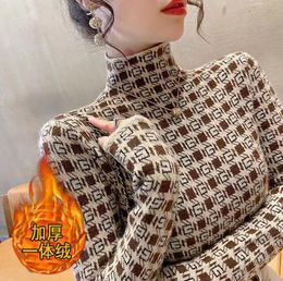 Women's Sweaters Luxury Turtleneck back knitted Pullover Letter Femme Jumper Cashmere Tee oversized long sleeve shirts