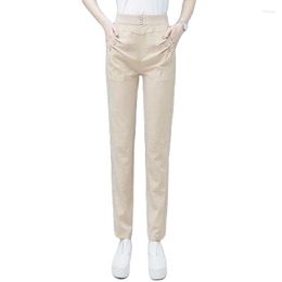 Women's Pants Women Ice Silk Cotton Linen High Waist Trousers 2022 Female Spring Style Loose Thin Fashion Casual Straight Harem A403