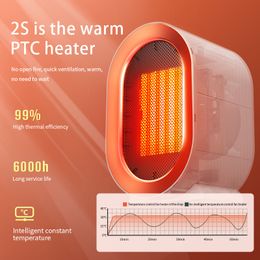 Home Winter Small PTC Ceramic Personal Space Heaters Mini Desktop Plug in Electric Portable Fan Heater 1200W
