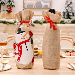Christmas Decorations Wine Bottle Sleeve Decoration Santa Claus Gifts Bag Stocking Packaging Red Wi J5M9