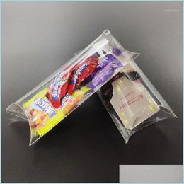 Gift Wrap Gift Wrap 10Pcs Plastic Pillow Cookie Candy Box Transparent Gifts Packaging Wedding Favours For Guests Party Decoration Sup Dhwwr