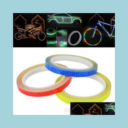 Car Stickers 1Pc 8 Meter Car Styling Reflective Stripe Tape Motorcycle Bike Body Rim Wheel Sticker Decorative Blue/Red/Yellow Drop D Dhmfh