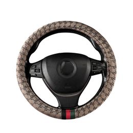Linen material Car Steering Wheel Breathable Anti Slip G/G Steering Wheel Cove For 37-38cm Universal Auto Decorative Accessories