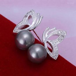 Stud Earrings Fashion Jewelry Earring For Women Plated Pearl Butterfly Purple /HCQXAZWF IFWOZBCJ Silver Color