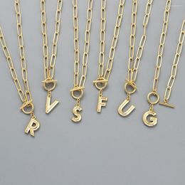 Pendant Necklaces Gold Initial For Women Dainty Personalized Letter Toggle Clasp Thick Chain Necklace Glamour Minimalist Jewelry