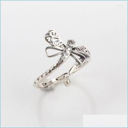 Cluster Rings Cluster Rings Sterling Sier Female Classic Finger Light White Zircon Elegant Circle For Woman Girl Fashion Animal Jewe Dh1A8