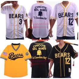 The Bad News Bears Movie Baseball Jerseys 12 Tanner Boyle 3 Kelly Leak White Yellow Black Shipping Cheap