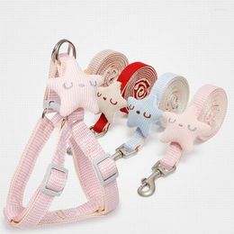 Dog Collars Pet Cats Star Plaid Harness And Leash Sets Cute Puppy Adjustable Walking Vest Supplies With Lead