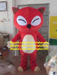 Tricky Red Fox Mascot Costume Cartoon Character Mascotte Adult Fancy Dress Cream-coloured Gloves Round Stoamch ZZ217
