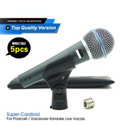 5pcs/Lots Grade A Professional BETA58A Super-cardioid Dynamic Wired Microphone BETA58 Mic For Performance Karaoke Live Vocals