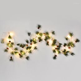 Strings Christmas Tree Pine Cone Vine With Bell Decorative Holiday Led Light String Powered By Battery Christmas/ Year Decoration