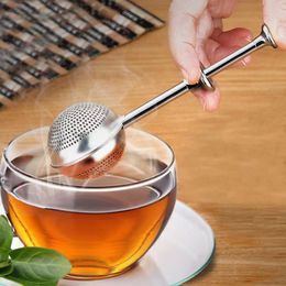 Stainless Steel Tea Strainer Telescopic Push Tea Infuser Ball Loose Leaf Herbal Filter Home Kitchen Bar Drinkware Tool DH9833