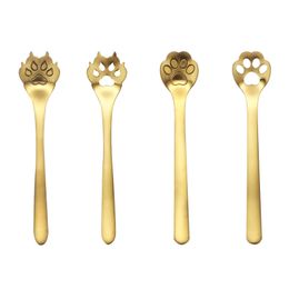 Spoons 304 Stainless Steel Spoon Hollow Coffee Tea Snack Creative Cute Cat And Dog Paw Drop Delivery 2022 Smtxi