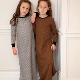 Family Matching Outfits 2023 autumn winter kids gingham robe Pyjamas romper 221101