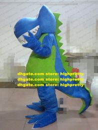 Mascot Costume Fierce Blue Dinosaur Dino Stegosaurus Crocodile Alligator Cartoon Character Mascotte Green Tail Apophysis ZZ229
