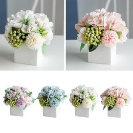 Decorative Flowers Pink Silk Hydrangea Artificial Small Bunches Berry Living Room Decoration Fake Plants Vase For Home Wedding