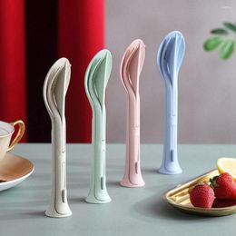 Dinnerware Sets 3pcs/set Student Travel Wheat Straw Tableware Cutlery Set Kitchen Gadgets Japan Style Western