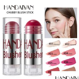 Blush Handaiyan 8 Colours Blush Crayon Stick Waterproof Moisturising Smoothing Rouge Pen Cream 6Pcs Drop Delivery 2022 Health Beauty Dhfke